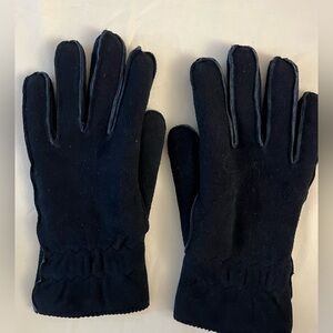 Vintage L.L. Bean Sta-Soft Deerskin Navy 100% Polyester Lined Ladies Gloves SzM